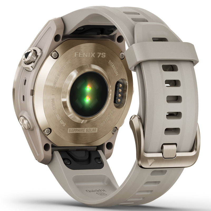 Smart Watch - Garmin Fenix® 7S Sapphire Solar Edition Cream Gold Titanium With Light Sand Smartwatch 010-02539-21