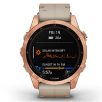 Smart Watch - Garmin Fenix® 7S Sapphire Solar Edition Rose Gold Titanium With Limestone Leather Smartwatch 010-02539-35