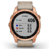 Smart Watch - Garmin Fenix® 7S Sapphire Solar Edition Rose Gold Titanium With Limestone Leather Smartwatch 010-02539-35
