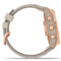 Smart Watch - Garmin Fenix® 7S Sapphire Solar Edition Rose Gold Titanium With Limestone Leather Smartwatch 010-02539-35