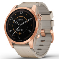 Smart Watch - Garmin Fenix® 7S Sapphire Solar Edition Rose Gold Titanium With Limestone Leather Smartwatch 010-02539-35