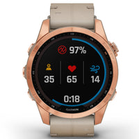 Smart Watch - Garmin Fenix® 7S Sapphire Solar Edition Rose Gold Titanium With Limestone Leather Smartwatch 010-02539-35