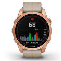 Smart Watch - Garmin Fenix® 7S Sapphire Solar Edition Rose Gold Titanium With Limestone Leather Smartwatch 010-02539-35