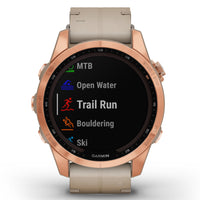 Smart Watch - Garmin Fenix® 7S Sapphire Solar Edition Rose Gold Titanium With Limestone Leather Smartwatch 010-02539-35