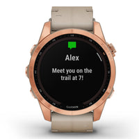 Smart Watch - Garmin Fenix® 7S Sapphire Solar Edition Rose Gold Titanium With Limestone Leather Smartwatch 010-02539-35