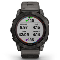 Smart Watch - Garmin Fenix® 7X Sapphire Solar Edition Carbon Grey DLC Titanium With Carbon Grey DLC Vented Titanium Band Smartwatch 010-02541-27