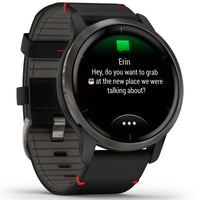 Smart Watch - Garmin Venu® 2 Slate Stainless Steel Bezel With Leather Band Smartwatch 010-02430-21