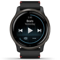 Smart Watch - Garmin Venu® 2 Slate Stainless Steel Bezel With Leather Band Smartwatch 010-02430-21
