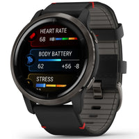 Smart Watch - Garmin Venu® 2 Slate Stainless Steel Bezel With Leather Band Smartwatch 010-02430-21
