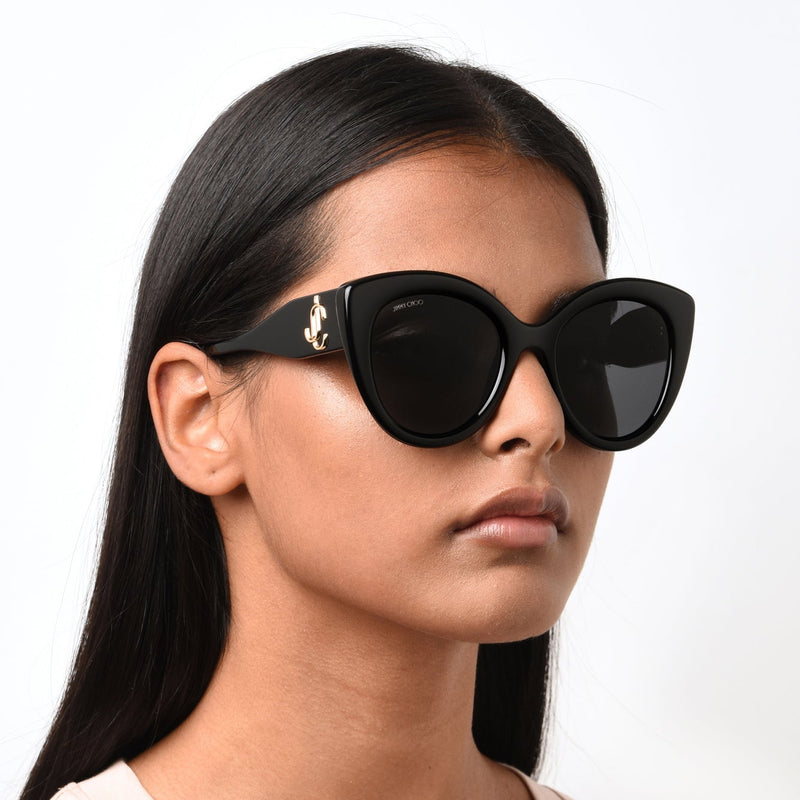 Sunglasses - Jimmy Choo LEONE/S 1EI 52IR Women's Black Sunglasses