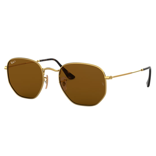 Ray-Ban 0RB3548N 001/57 51 (RB21) Unisex Hexagonal Gold Sunglasses