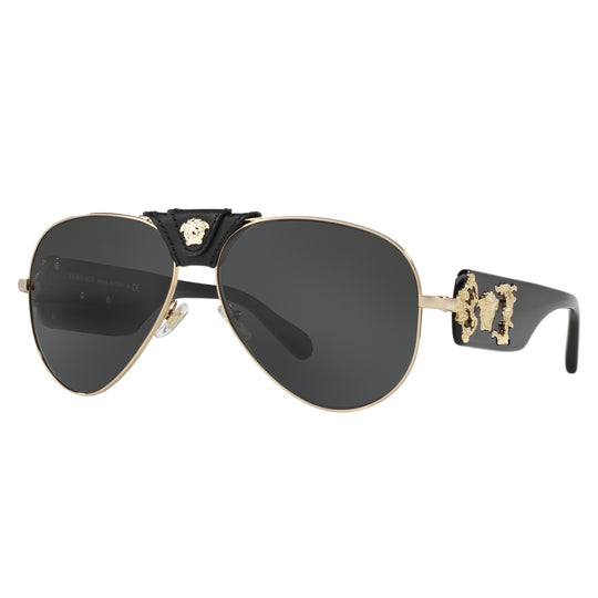 Versace 0VE2150Q 100287 62 (VER1) Men's Gold Sunglasses